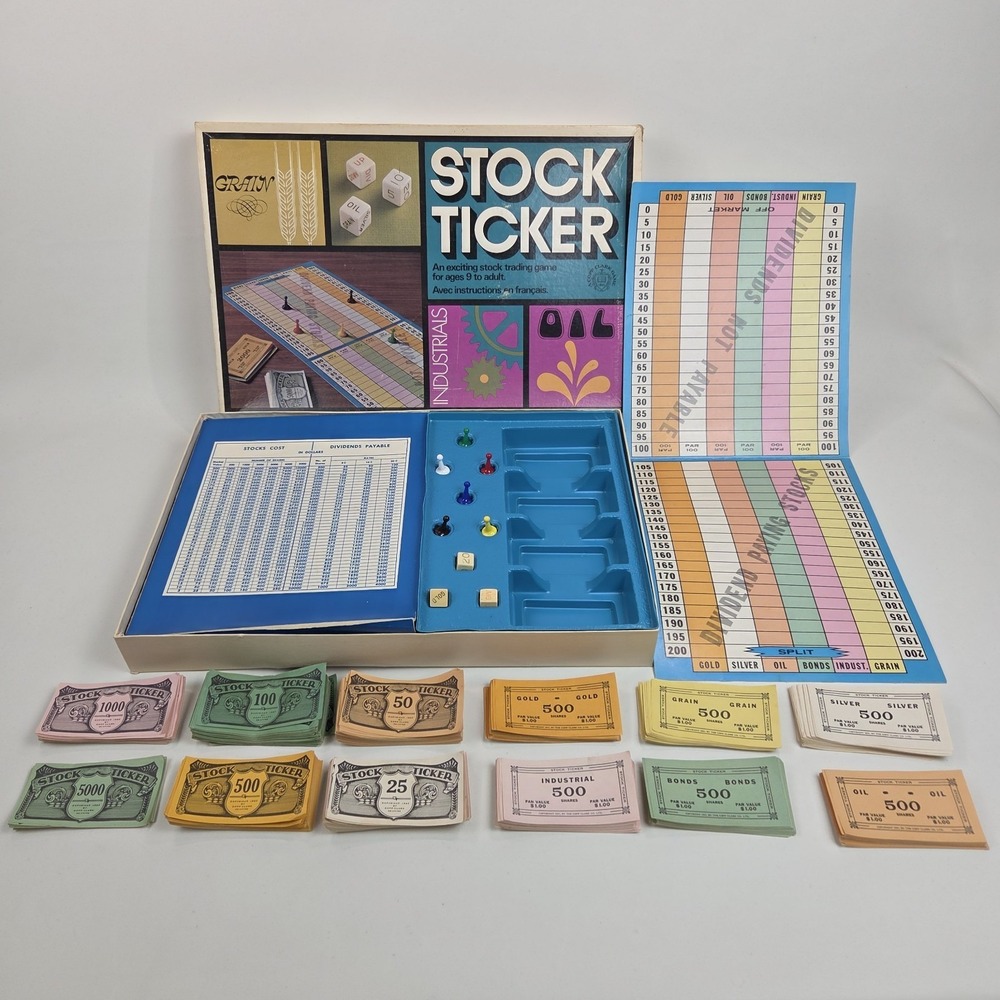 VTG RARE Stock Ticker Board Game Copp Clark Bilingual Canadian Edition complete
